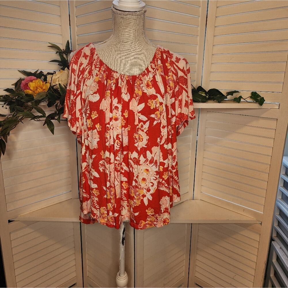 FREE PEOPLE BAHA BABE FLORAL BLOUSE SIZE LARGE - Picture 2 of 4